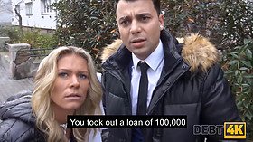 Impudent debt collector drags naive chick into quick affair