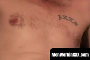 MenWorkinXXX.com - Rough-looking amateur makes his thick dick explode with cum
