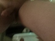 trying to see how far sissies dildo will go in my tight ass