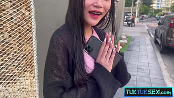 Tiny Thai teen cutie picked up on the street and taken for a ride