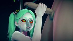 rebecca standing handjob - cyberpunk edgerunners hentai parody