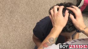 Naughty twinks Felix and Lexx pounding hard after blowjobs