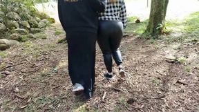 2 Hot girls showing off on the street in a public garden !! What do you think?