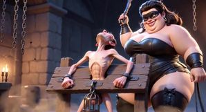 Fat Dominatrix Whips Slaves Caged Penis - Extreme Humiliation