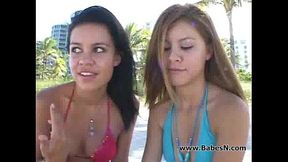 hot teens with stranger in a beach room