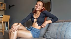 Redhead barely-legal takes big dick in POV blowjob
