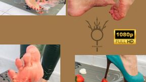 Strawberries crushed by peep toe - Crushing Strawberry - Peep Toe - Long Toes - Barefoot - Empress Bella Sadic
