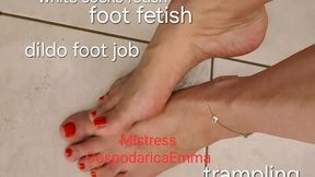 White socks fetish, dilso foot job, foot fetish and trampling with Mistress GospodaricaEmma and Her sub Wolfy01