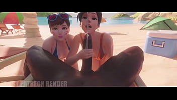 Dva And Tracer Sucking A Very Big Cock