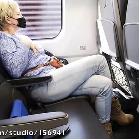 Crossed legs orgasm on a train