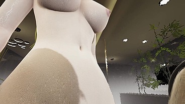 THREESOME blonde girls 3D