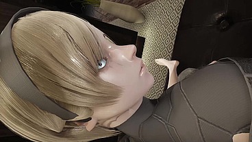THREESOME blonde girls 3D