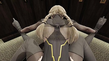THREESOME blonde girls 3D