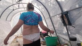 Chubby Girl Getting Naked Out In The Greenhouse