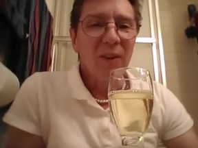 Toilet sissy drinks a glass of mixed pee