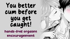 Woman whispers in ear until man cums in public