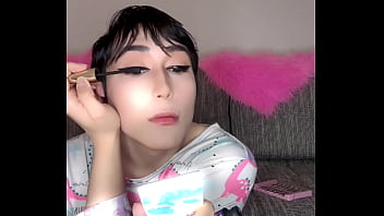 Cute asian femboy full sissification and makeup