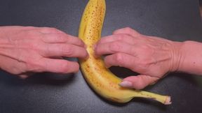 Natural nails destroying banana ASMR