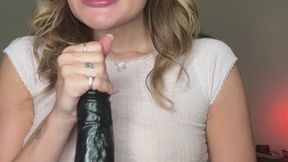 Cute slut tries HUGE 10 inch dildo for the first time - STRETCHING