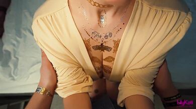 Oiled MILF Natural Big Tits Jiggle My Face in Tight Dress Hard Missionary PoV with Loud Moaning Orgasm