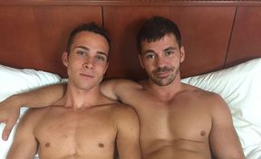 Rimjob and deep missionary bareback for two horny dudes