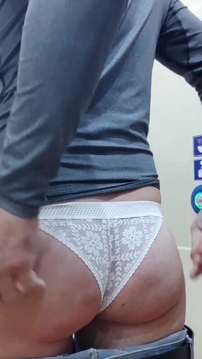 Captivating moment from "I show my sissy hot body in the toalet train"