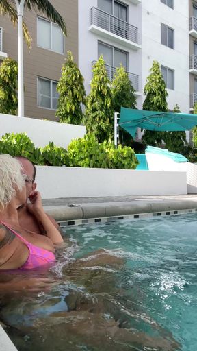 Getting frisky in the hot tub. Boob play.   Clip 1