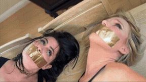 Leather and Tape (HD MP4) Zoey Chanel, Tilly McReese, and Dominique Toulouse: Tape Gagged, Gag Talk, Handcuffed, Struggling
