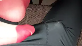 Black Spandex Footjob