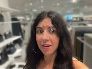 Risky Fitting Room Sex and Public Cumwalk in a Clothes Store Full of People
