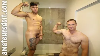 Australian Gym Jocks Strip Naked Flex Abs and Fuck on Camera