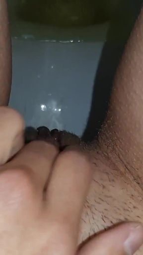 In a public toilet, I jerk off and pee at the same time   Clip 2