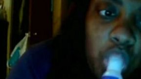Freaky and gross big tits of an ebony mature lady on webcam