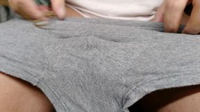 Put latex gloves on the cock and stimulate it in various ways