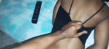 Daddy its late! No stop!! Sexy black stepdaughter gets bbc creampie