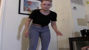 lizzy lamb totally wets her tight jeggings in embarrassment