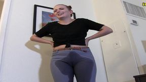 lizzy lamb totally wets her tight jeggings in embarrassment