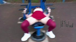 Hot babe works out her tight body in see-through exercise clothes