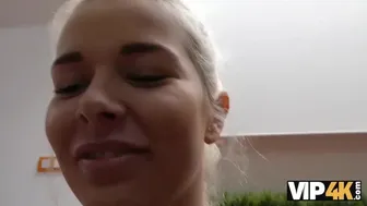 Petite blonde accepts strangers cash offer and blows him for cuckold thrill