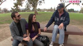 Skinny whore gags on a massive cock before it tears her pussy