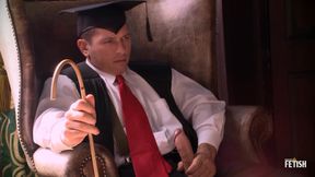 Older teacher enjoys fucking two tight pussies on the couch