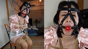 KR11 Japanese Lady Tamami Bound & Gagged in Satin Blouse Part2 (MP4)