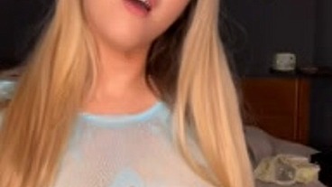 Blue Fishnet Ruin: Riding My Dildo Just For You