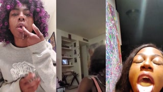 Ebony Cum Slut Cumplay &amp; Cum worship Multiscreen Compilation