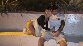 Fucked outdoors with a stranger who is not wearing underwear, passers-by interrupt us