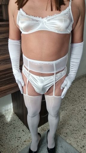 White Lingerie for the Sissy Wedding Night, Ready to Please Your Man