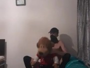 Very skinny teen with a mask and long socks fucks his beloved teddy bear on his bed