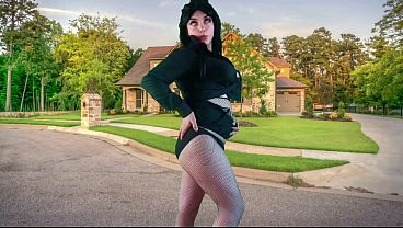 555 Femboy Outdoor Pretty Gothic Traveller in front of Sweet Home