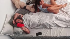 I masturbate in front of my horny stepfather and we make a video.