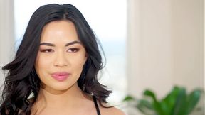 Pretty Asian Realtor Scarlett Alexis takes a big cock anal creampie